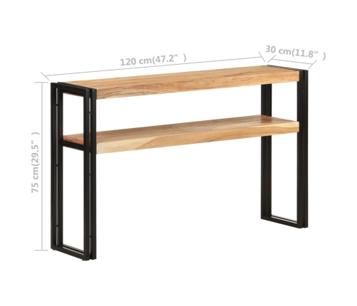 Mesa consola de madera maciza de acacia 120x30x75 cm