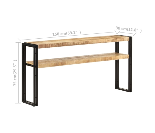 Mesa consola de madera de mango rugosa 150x30x75 cm