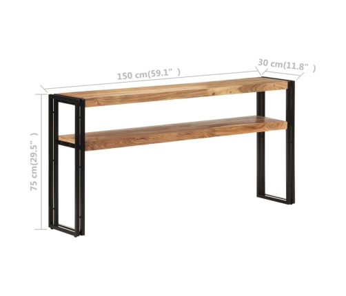 Mesa consola de madera maciza de acacia 150x30x75 cm