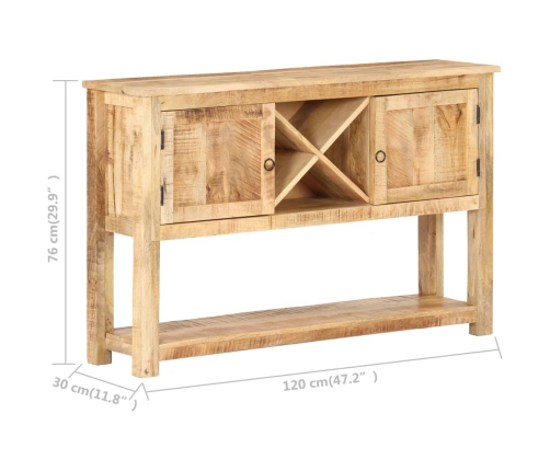 Aparador de madera de mango rugosa 120x30x76 cm