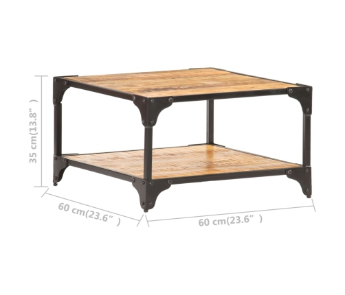 vidaXL Mesa de centro de madera maciza de mango 60x60x35 cm