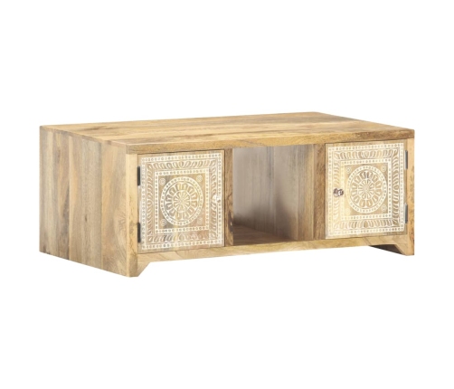 Mesa de centro de madera maciza de mango 90x50x35 cm