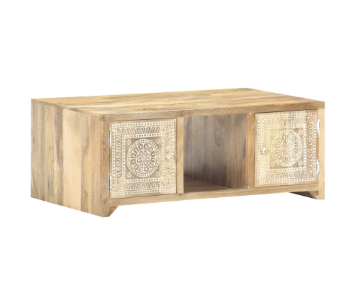 Mesa de centro de madera maciza de mango 90x50x35 cm