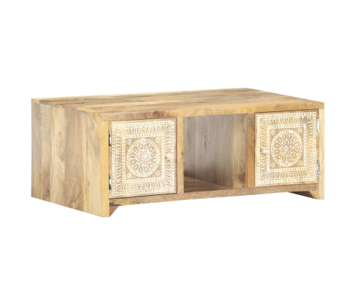 Mesa de centro de madera maciza de mango 90x50x35 cm