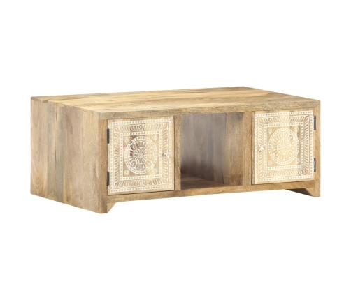 Mesa de centro de madera maciza de mango 90x50x35 cm