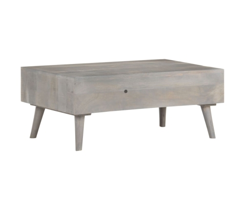 Mesa de centro madera maciza de mango rugosa gris 100x60x40 cm