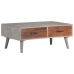 Mesa de centro madera maciza de mango rugosa gris 100x60x40 cm