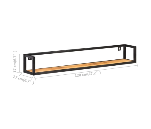 Estantes de pared 2 unidades 120 cm madera maciza acacia