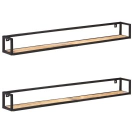 Estantes de pared 2 unidades 160 cm madera de mango rugosa
