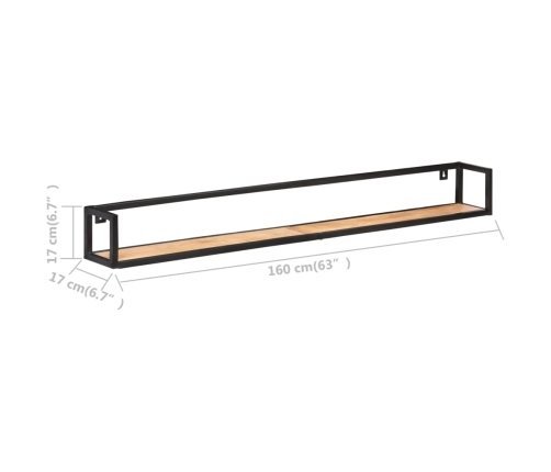 Estantes de pared 2 unidades 160 cm madera maciza acacia