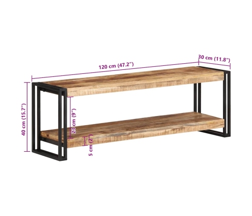 Mueble para TV de madera maciza de mango rugosa 120x30x40 cm