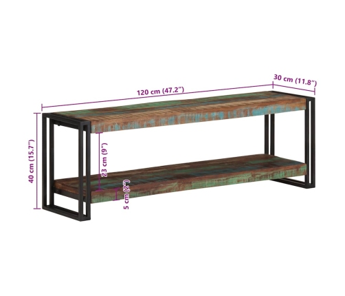 Mueble para la TV de madera maciza reciclada 120x30x40 cm