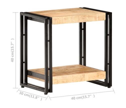 Mesa auxiliar de madera de mango rugosa 40x30x40 cm