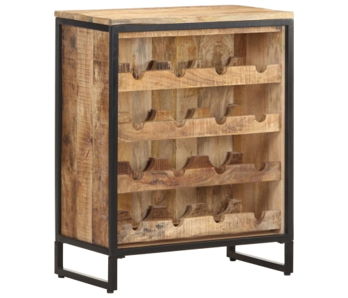 Botellero de madera maciza de mango rugosa 62x33x78,5 cm