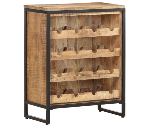 Botellero de madera maciza de mango rugosa 62x33x78,5 cm