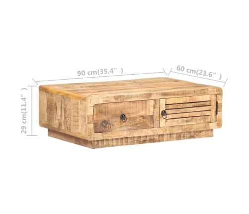 Mesa de centro madera de mango rugosa 90x60x29 cm