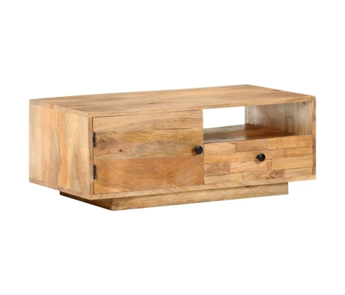 Mesa de centro de madera maciza de mango 90x50x35 cm