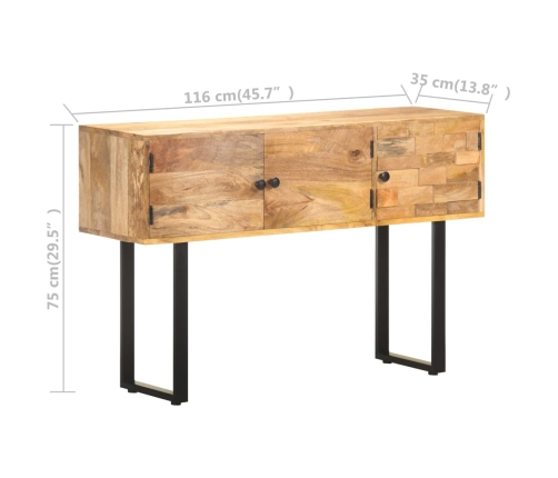 Aparador de madera maciza de mango 116x35x75 cm