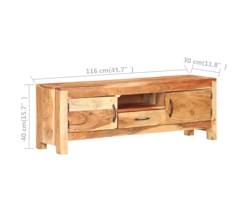 Mueble para TV de madera maciza de acacia 116x30x40 cm