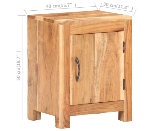 Mesita de noche de madera maciza de acacia 40x30x50 cm