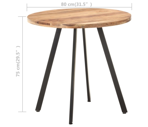 Mesa de comedor de madera maciza de acacia 80 cm