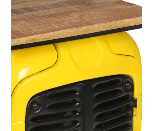 Botellero forma de tractor amarillo madera mango 49x31x172 cm