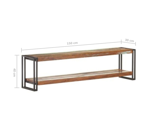 Mueble de TV de madera maciza reciclada 150x30x40 cm