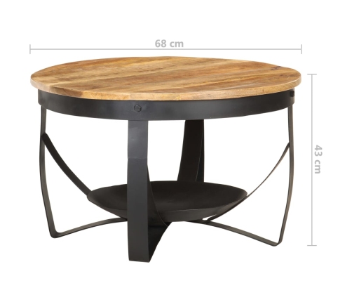 Mesa de centro de madera de mango rugosa Ø68x43 cm