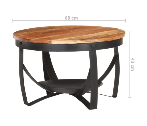 Mesa de centro de madera maciza de acacia Ø68x43 cm