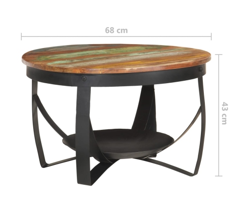 Mesa de centro de madera maciza reciclada Ø68x43 cm