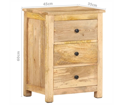 Mesita de noche de madera maciza de mango 45x35x60 cm