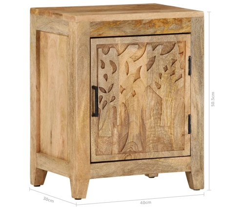 Mesita de noche de madera maciza de mango 40x30x50 cm