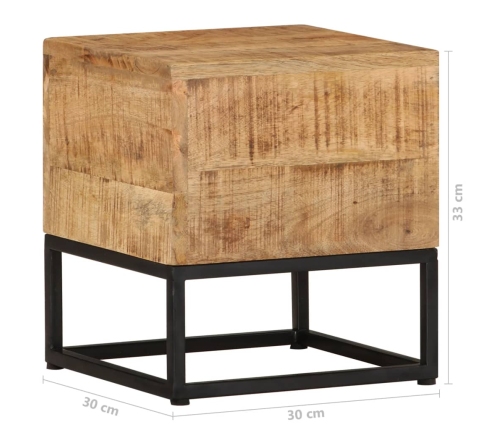 Mesa auxiliar de madera de mango rugosa 30x30x33 cm