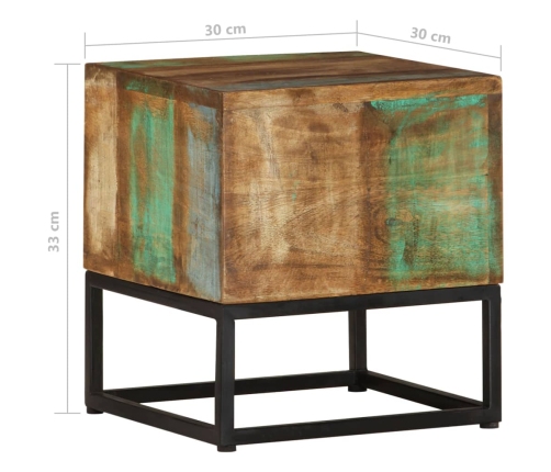 Mesa auxiliar de madera maciza reciclada 30x30x33 cm