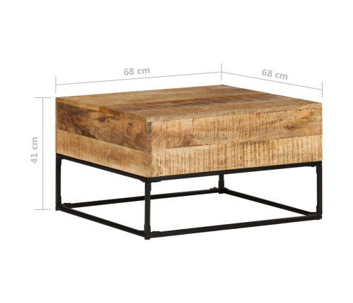 vidaXL Mesa de centro madera de mango rugosa 68x68x41 cm