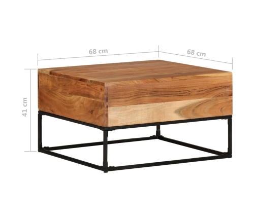 Mesa de centro madera maciza de acacia 68x68x41 cm