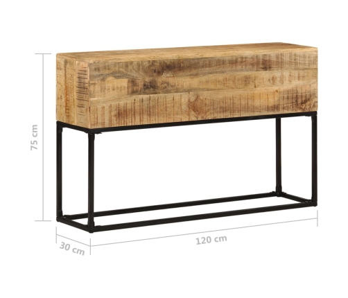 vidaXL Mesa consola de madera de mango rugosa 120x30x75 cm