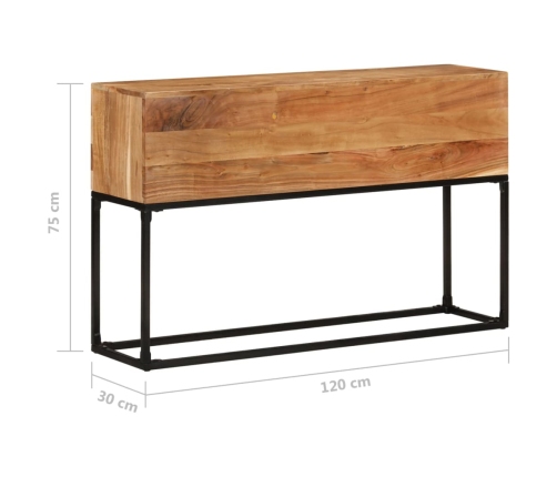 Mesa consola de madera maciza de acacia 120x30x75 cm