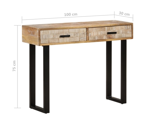 Mesa consola de madera maciza de mango 100x30x75 cm