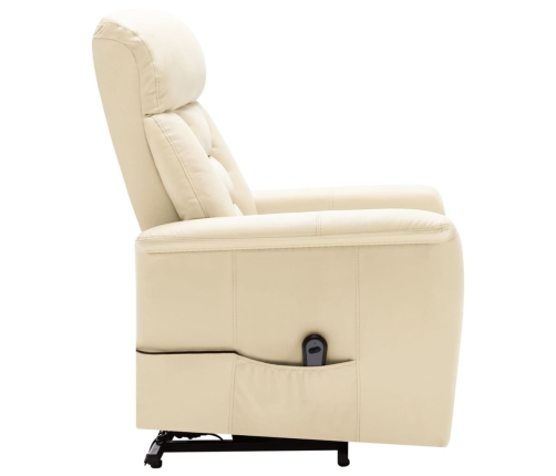 Sillón elevable de cuero sintético blanco crema