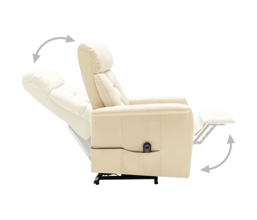 Sillón elevable de cuero sintético blanco crema