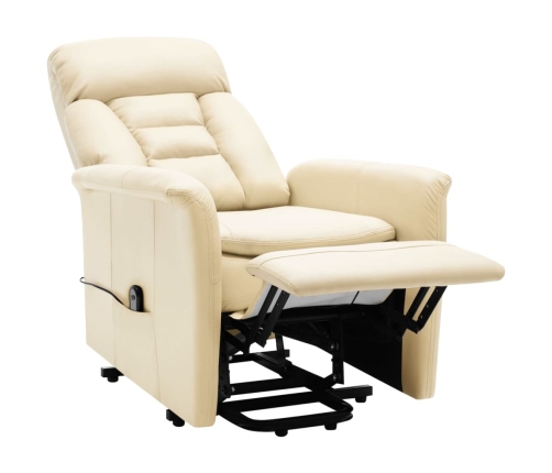 Sillón elevable de cuero sintético blanco crema