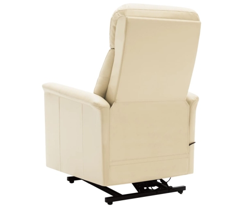 Sillón elevable de cuero sintético blanco crema