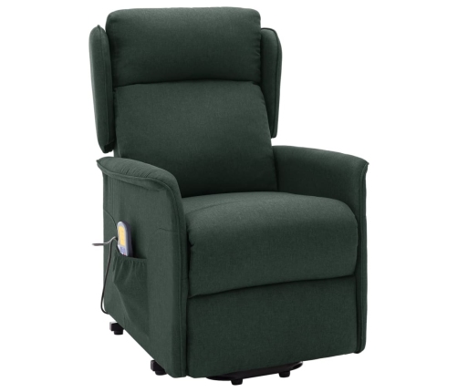 Sillón de masaje elevable tela verde oscuro