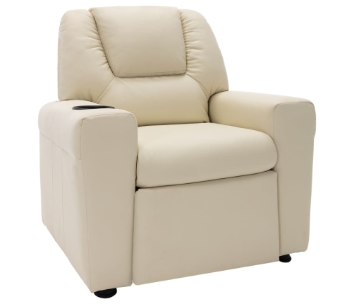 Sillón reclinable para niños cuero sintético blanco crema