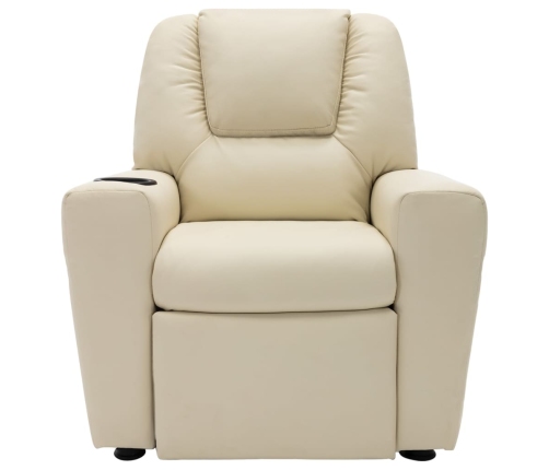 Sillón reclinable para niños cuero sintético blanco crema