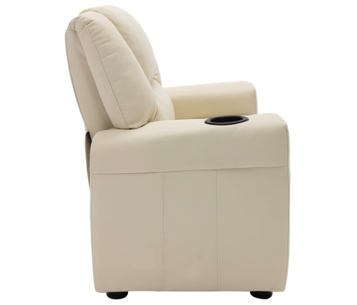 Sillón reclinable para niños cuero sintético blanco crema