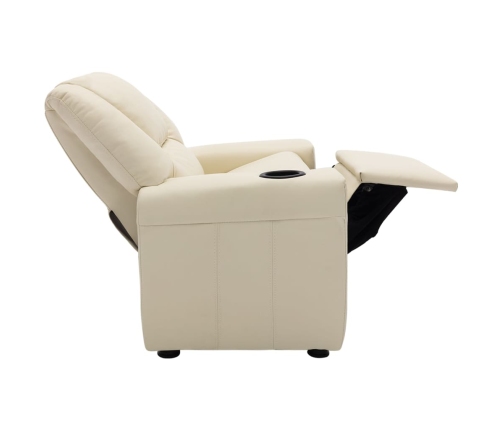 Sillón reclinable para niños cuero sintético blanco crema