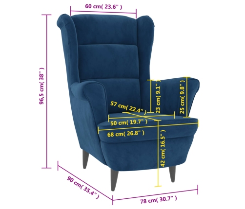 Sillón de terciopelo azul