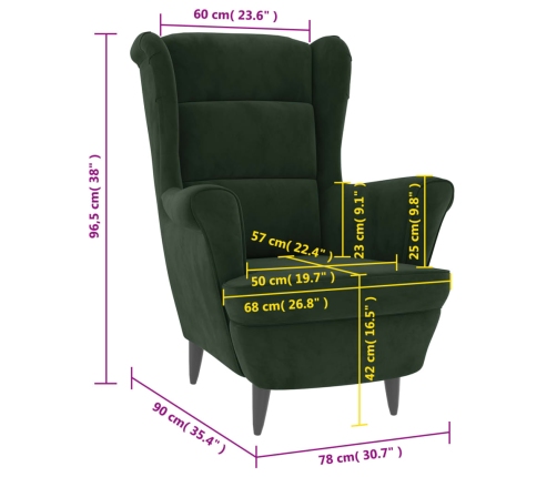 Sillón de terciopelo verde oscuro